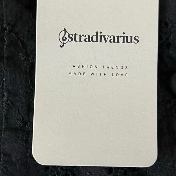 ASOS Stradivarius Square Neck Button Front Black Puff Sleeve Shirt NWT Medium - Picture 10 of 14